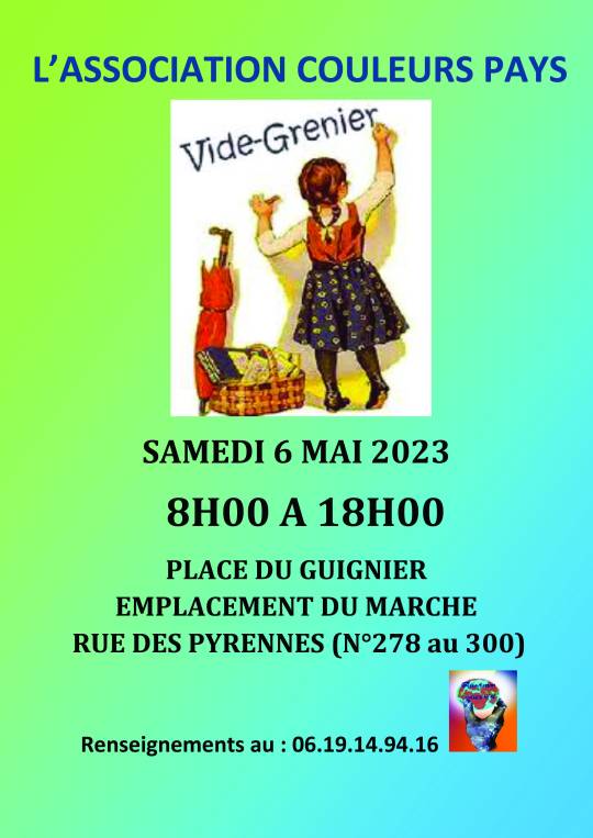 Paris 20 - Vide grenier couleurs pays samedi 6 mai 2023 paris 20