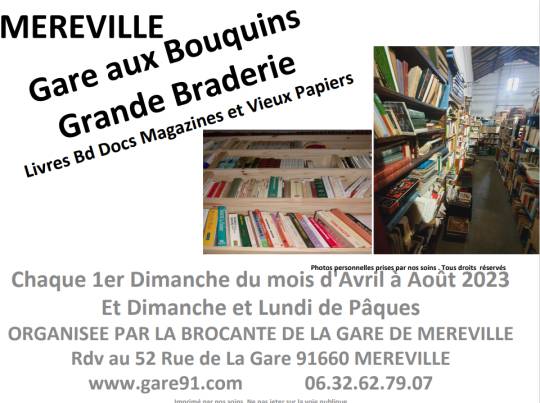 Méréville - Gare aux bouquins : grande braderie livres, bd, docs, magazines et vieux papiers